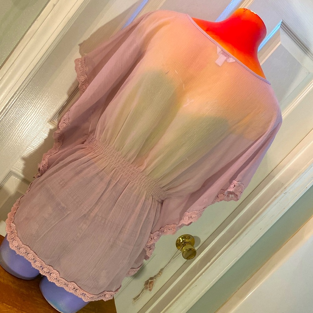CANDIE’s Beautiful Elegant Lace Trim Blouse - Mauve - Picture 8 of 15